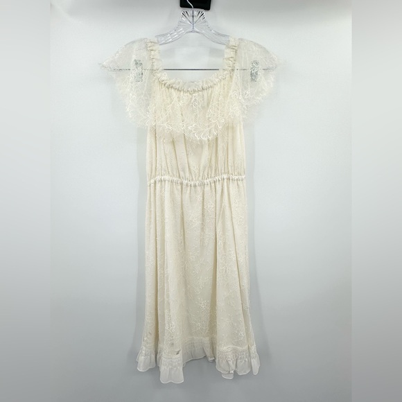 The Kooples Women's Off-Shoulder Ivory Bohemian Lace Mini Dress Size XXS - Picture 2 of 5